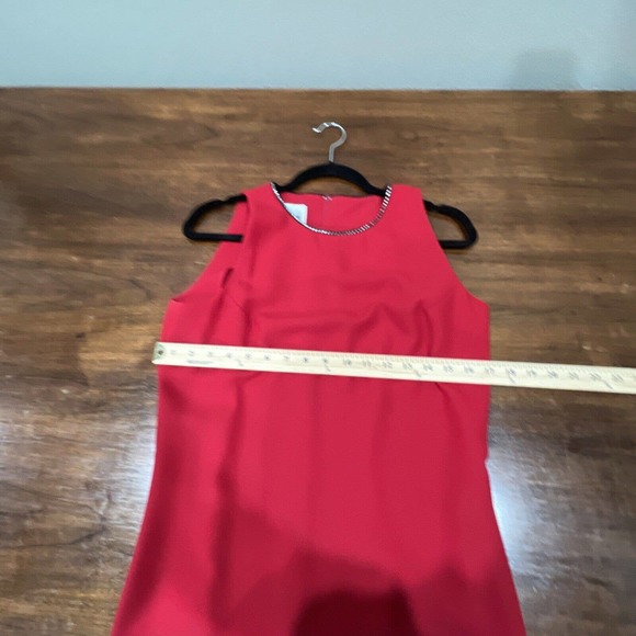 Vintage Red Dress Leslie Fay 8 Rhinestone 80s Maxi - Picture 10 of 11